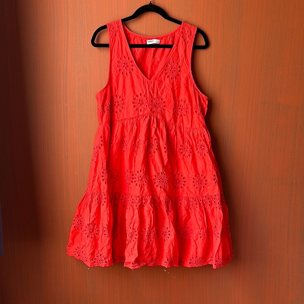 Sonoma coral Sleeveless Eyelet summer spring Dress L